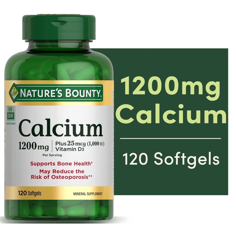 Nature's Bounty Calcium + Vitamin D3 1000 iu, Bone Health Mineral Supplement, 1200 Mg, Softgels, 120 Count_0