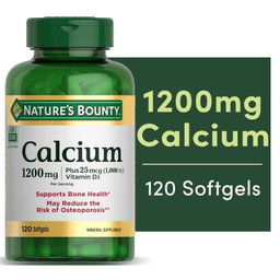 Nature's Bounty Calcium + Vitamin D3 1000 iu, Bone Health Mineral Supplement, 1200 Mg, Softgels, 120 Count