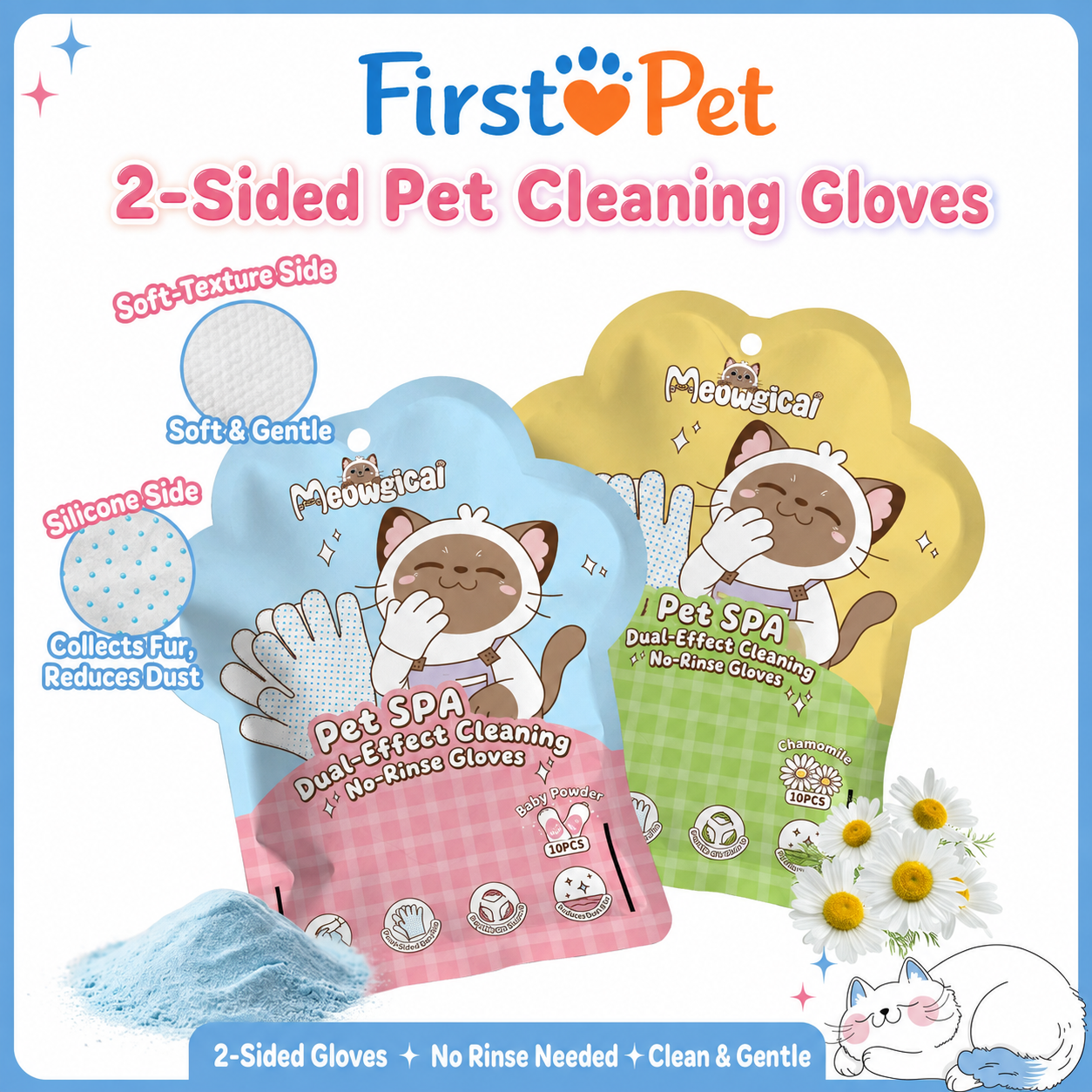 [Pre-order] Double-sided Spa Gloves for Cats and Dogs 10pcs_0