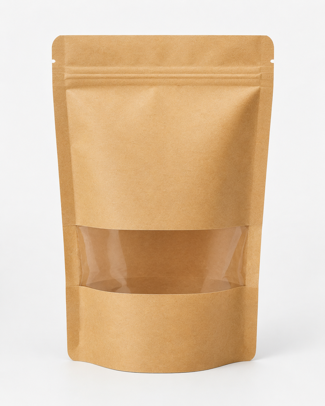 Ziplock bags with window craft paper brown colour for 100g, size 12cm x 20cm.100 pieces