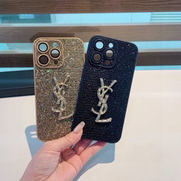 70 Saint Laurent YSL phone case, sparkling diamond spray type, side sticking precision hole phone case