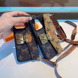 80 LV classic vintage leather case phone case, leather case with multiple card slots, vintage multifunctional phone case