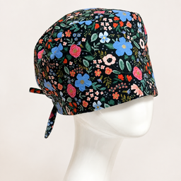 Rifle Paper - Wild Rose in Black Metallic Scrub Cap