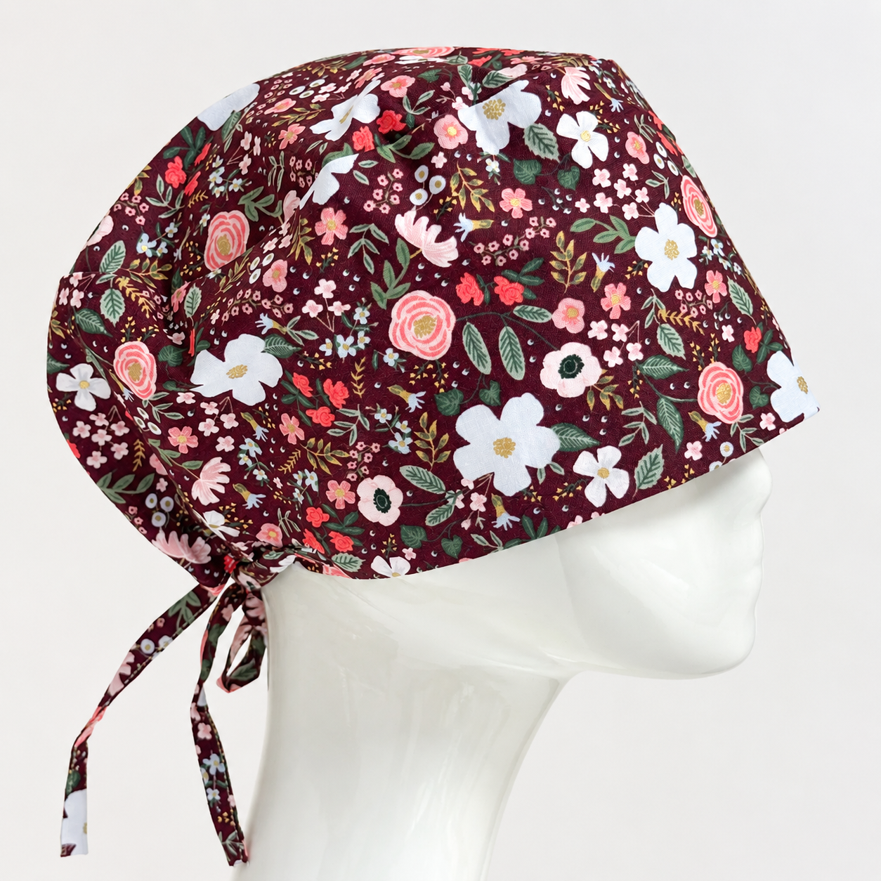 Rifle Paper - Wild Rose in Maroon Metallic Scrub Cap _0