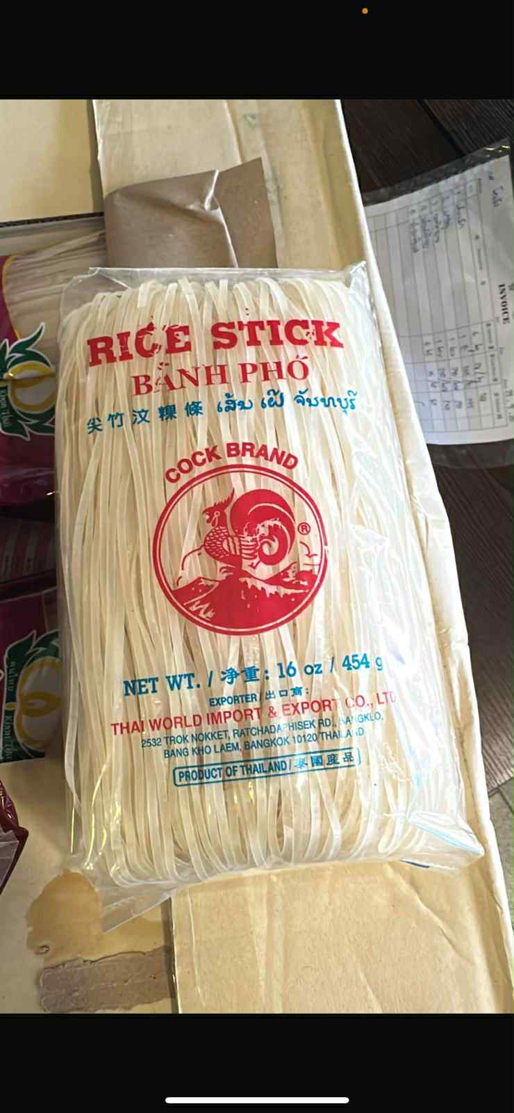 (箱裝)金邊粉(3mm) เส้นผัดไทยตราไก่ 3 mm(แห้ง)-box