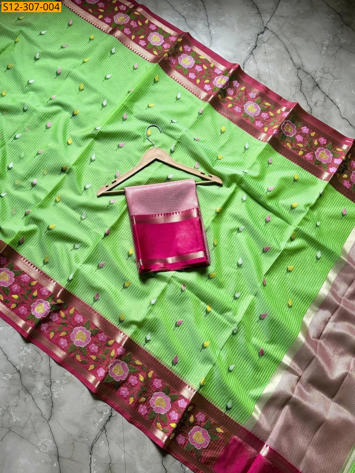 Banarasi kota chek embroidery Saree ST_2
