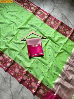 Banarasi kota chek embroidery Saree ST