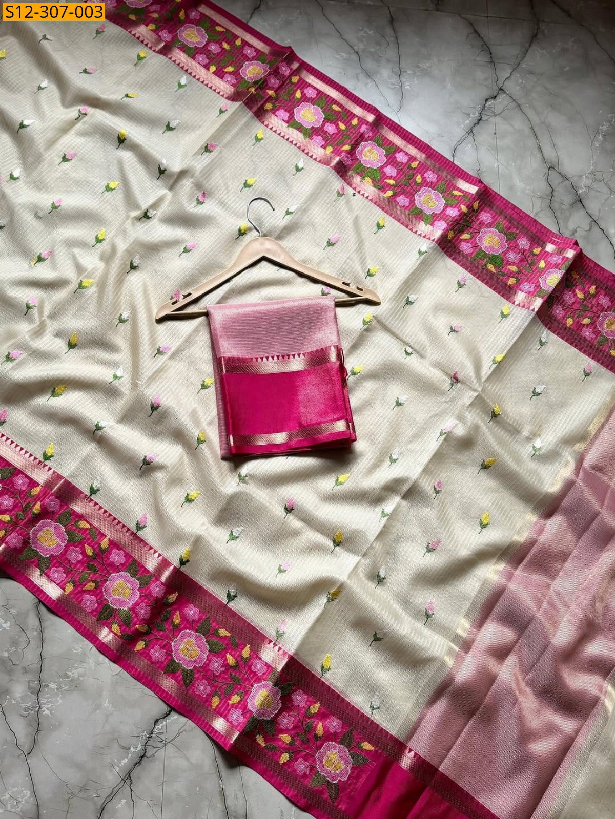 Banarasi kota chek embroidery Saree ST_3