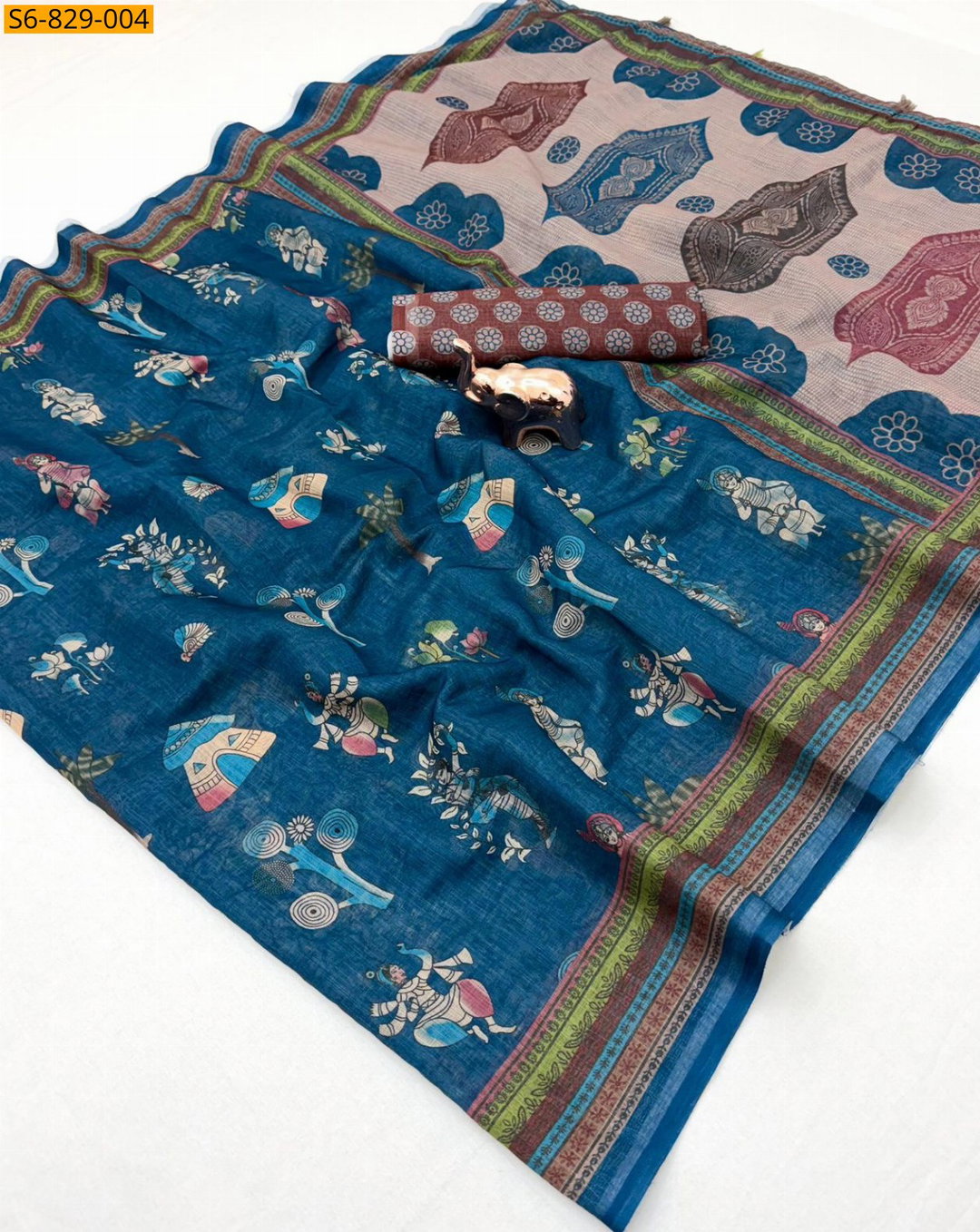 Fancy Soft Linen Saree ST