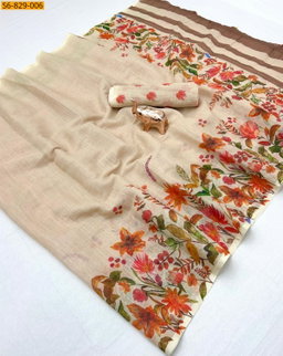 Fancy Soft Linen  Saree ST