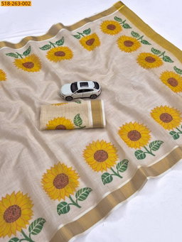 Fancy Linen Digital Print Saree ST