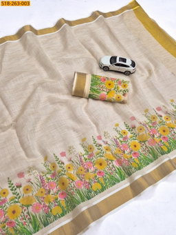 Fancy Linen Digital Print Saree ST