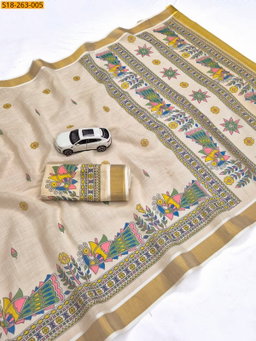 Fancy Linen Digital Print Saree ST