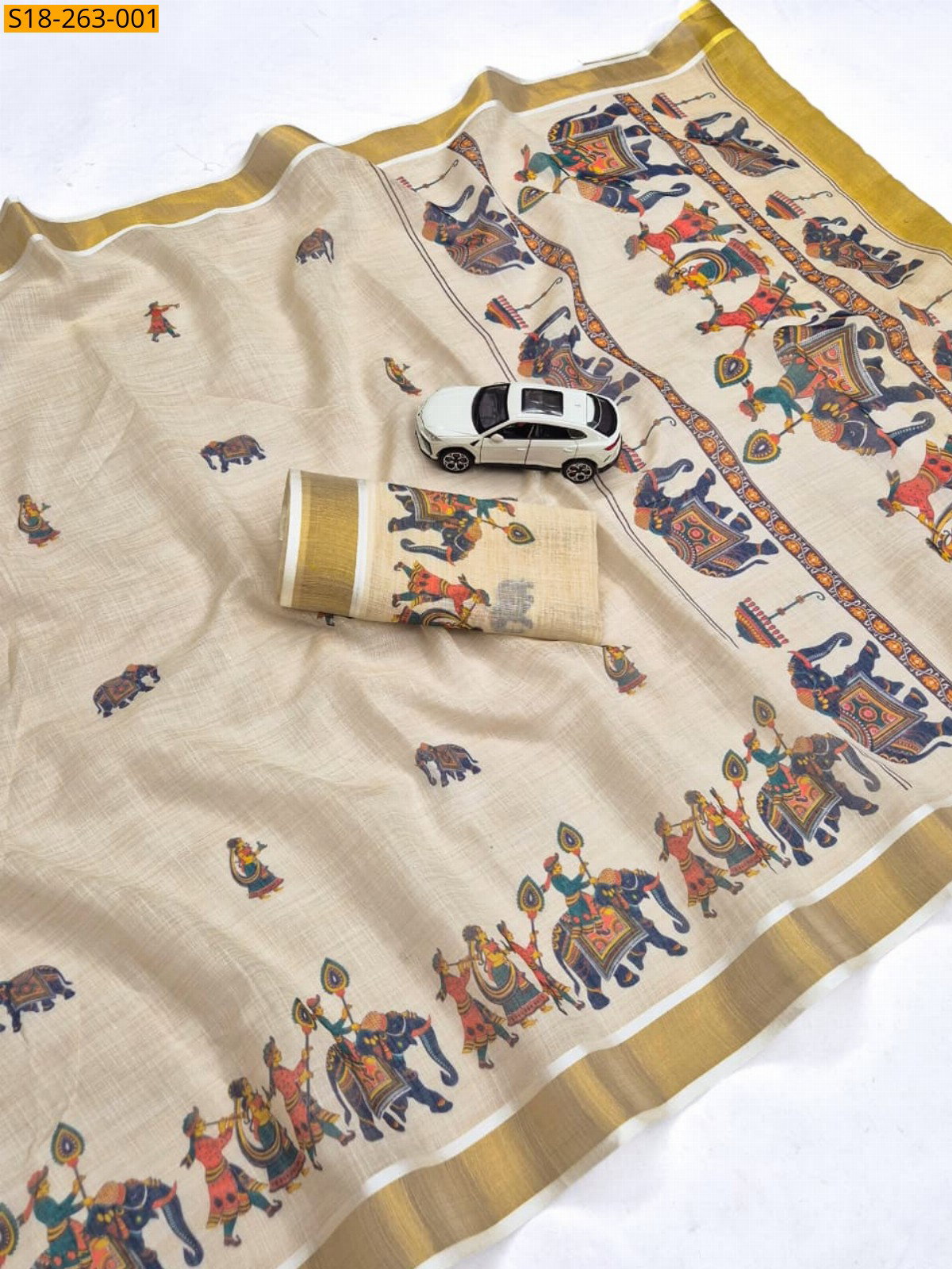 Fancy Linen Digital Print Saree ST_5