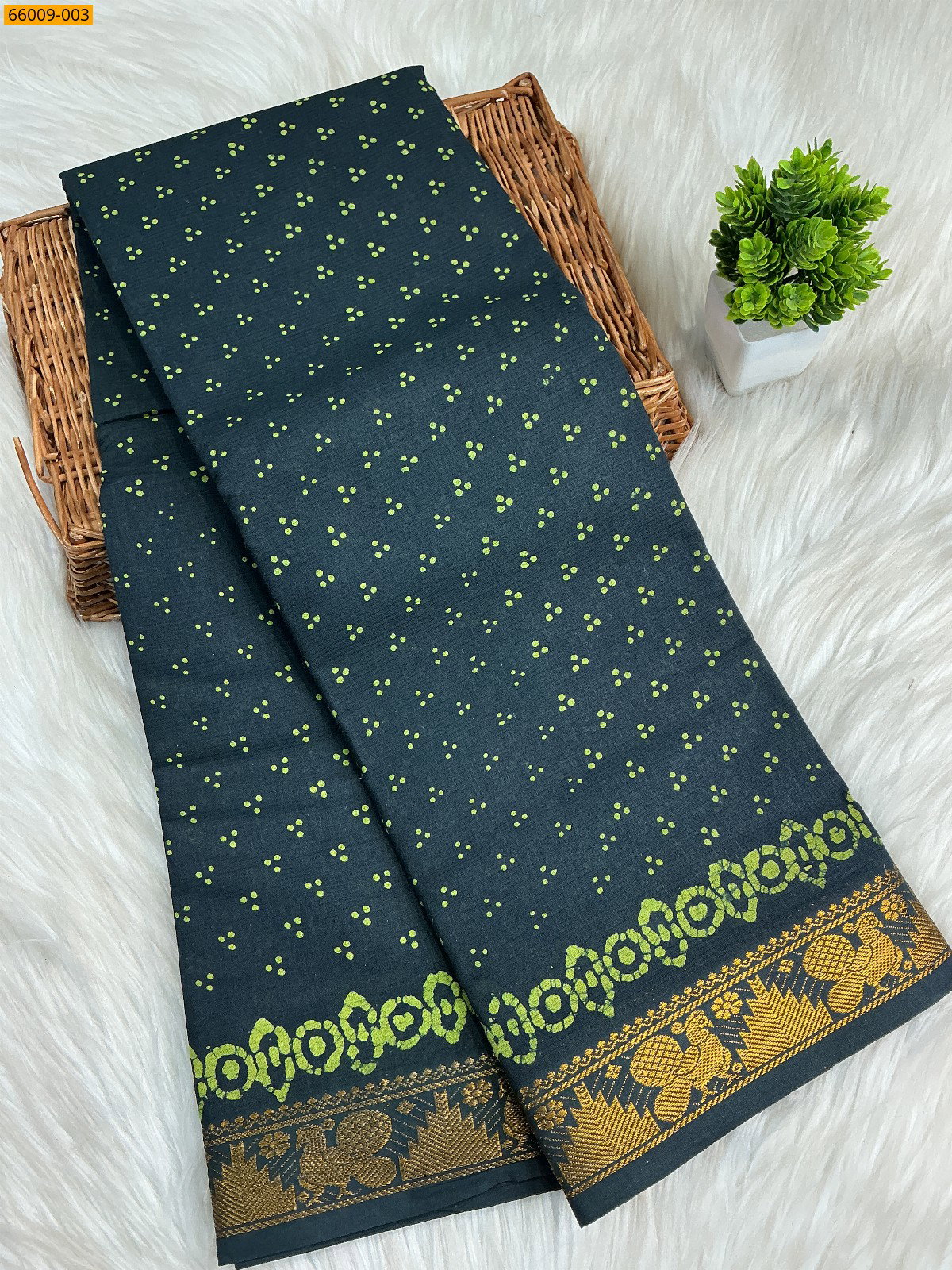 Sungudi Cotton dot printed saree ST_2