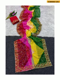 Fancy Georgette Bhandhani Printed Saree ST