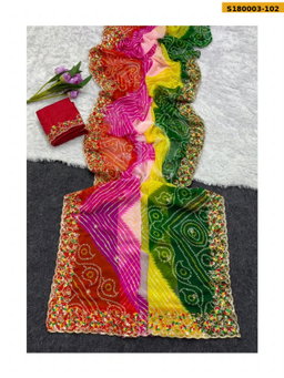 Fancy Georgette Bhandhani Printed Saree ST