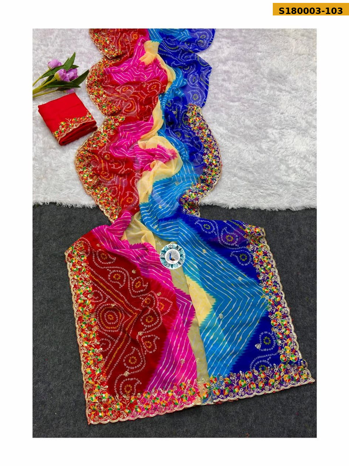Fancy Georgette Bhandhani Printed Saree ST_2