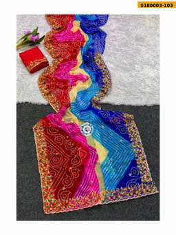Fancy Georgette Bhandhani Printed Saree ST