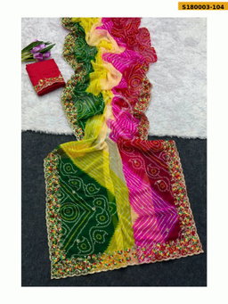 Fancy Georgette Bhandhani Printed Saree ST