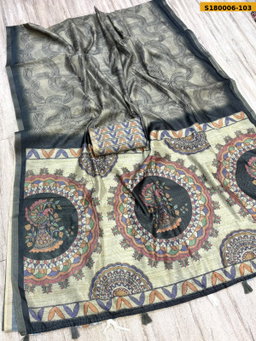 Fancy Soft Chanderi Slub Cotton Saree ST