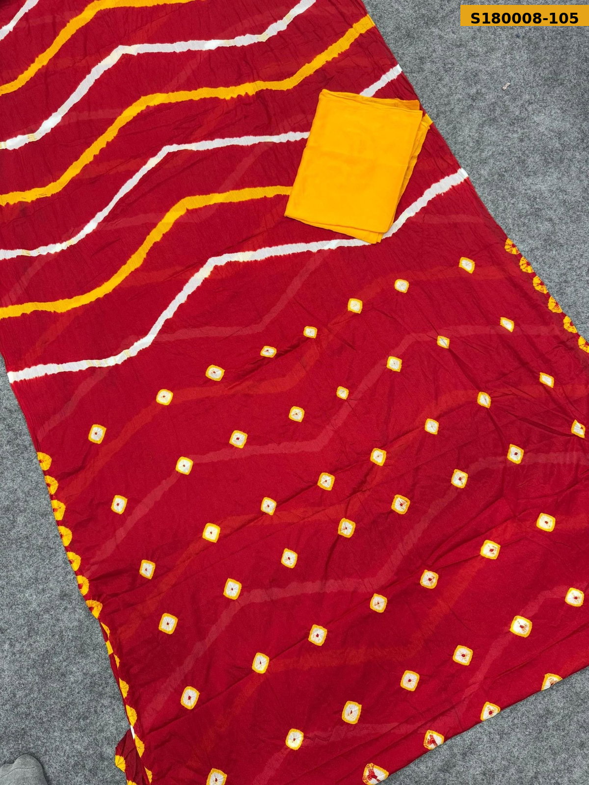 Fancy Chinnon Hand Bandhej Saree ST_1