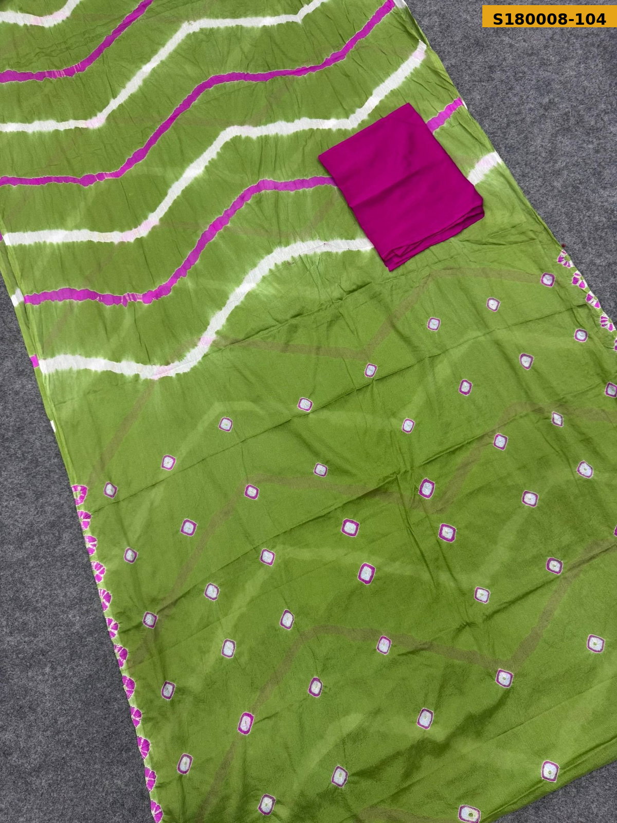 Fancy Chinnon Hand Bandhej Saree ST_2