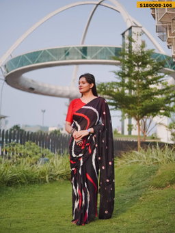Fancy Chinnon Hand Bandhej Saree ST