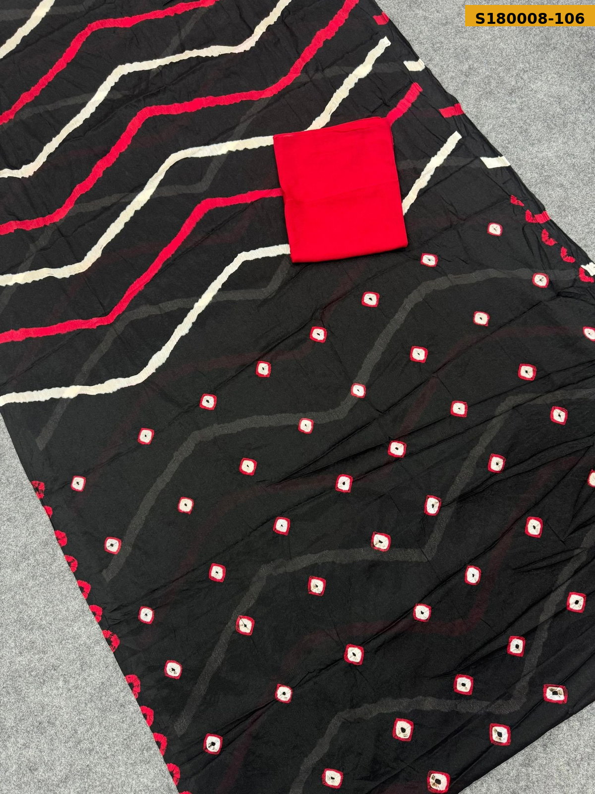 Fancy Chinnon Hand Bandhej Saree ST_5