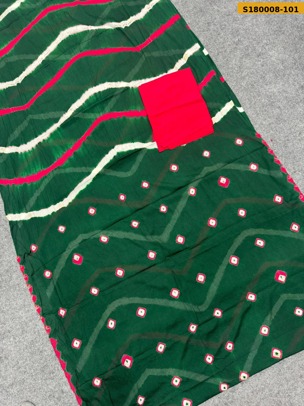 Fancy Chinnon Hand Bandhej Saree ST_6