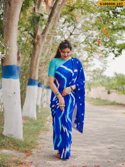 Fancy Chinnon Hand Bandhej Saree ST