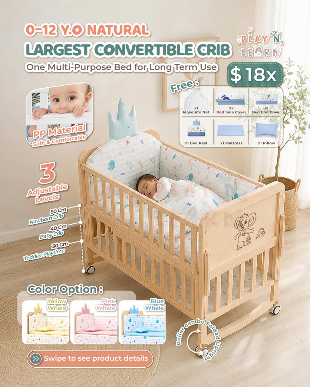 CONVERTIBLE NATURAL CRIB 