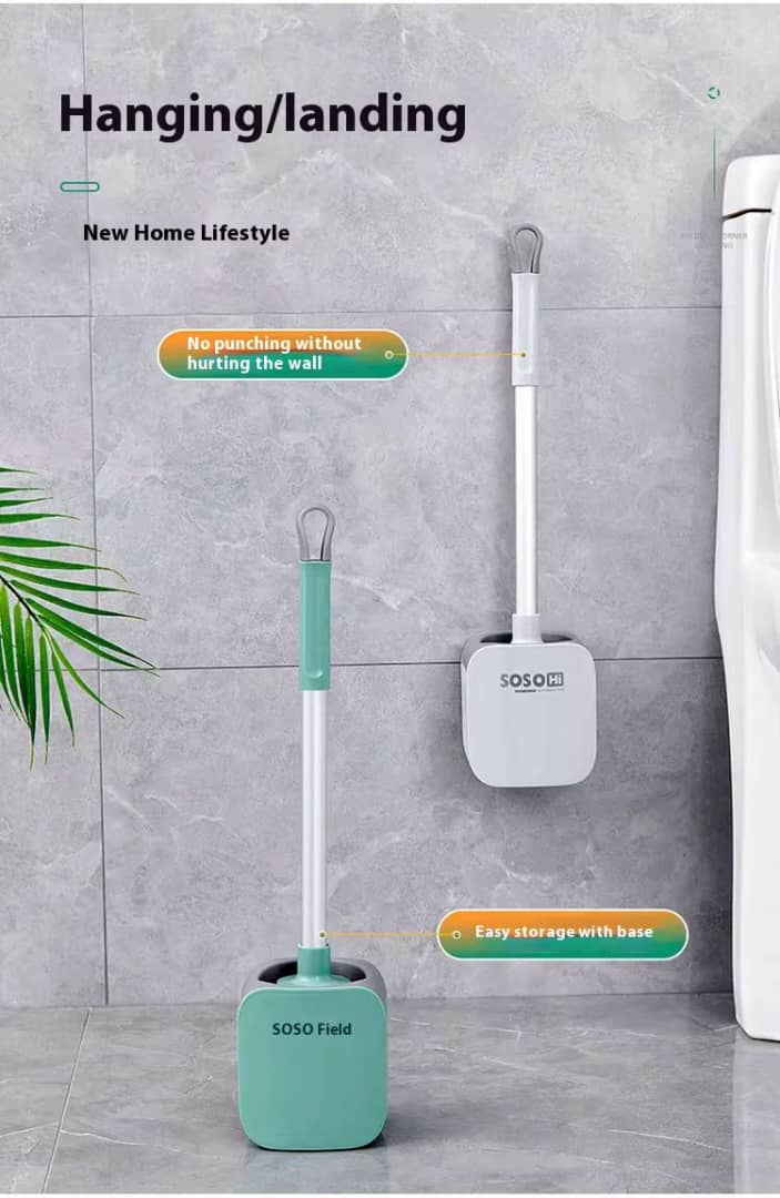 Wall mounted free standing silicone toilet brush set