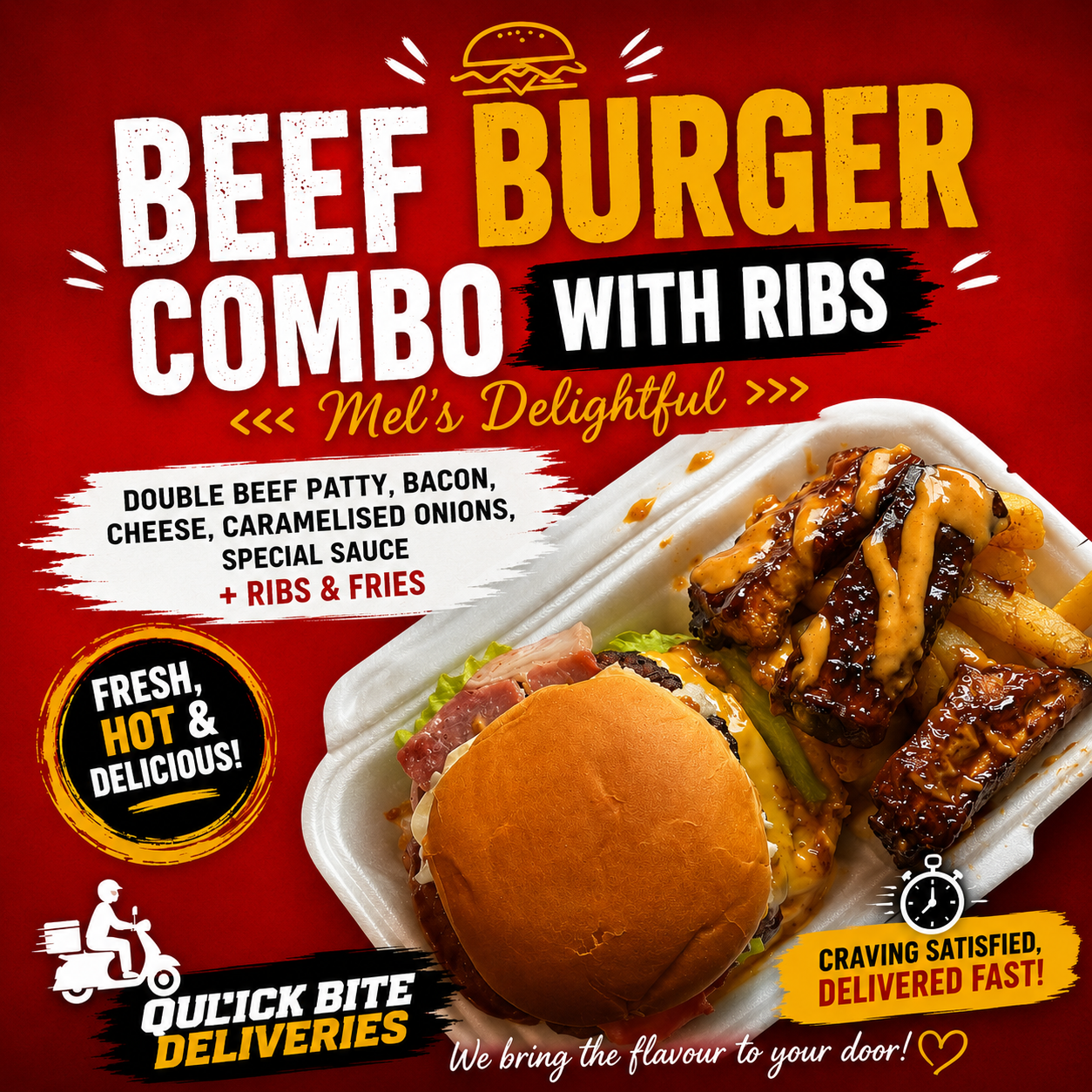 BEEF BURGER COMBO WITH RIBS <<< Mel's Delightful >>>