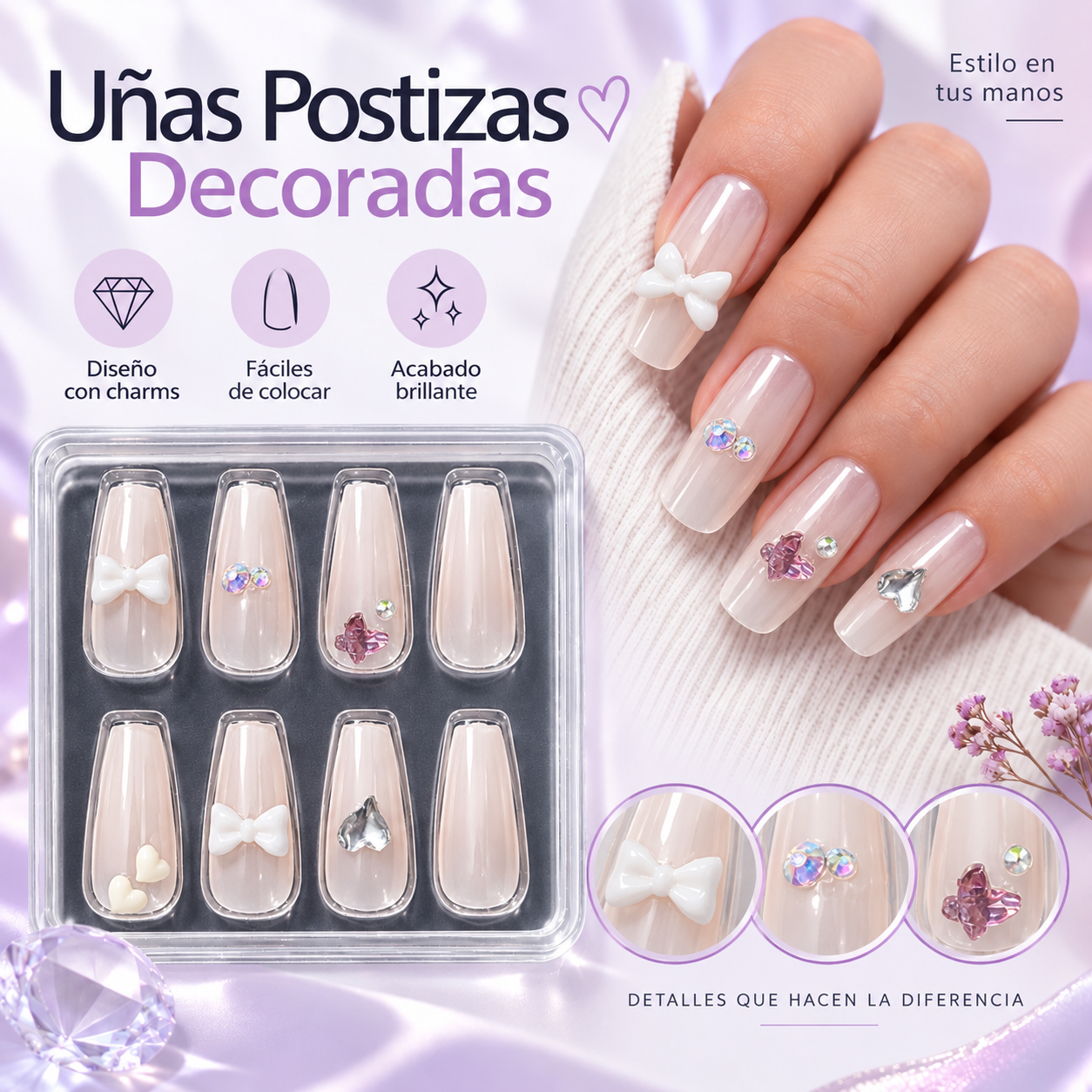Uñas Press On 💅 punta cuadrada_6