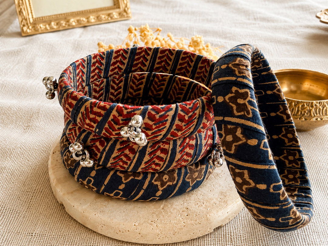 Crimson Ajrakh Bangle set of 4 - Sindoor