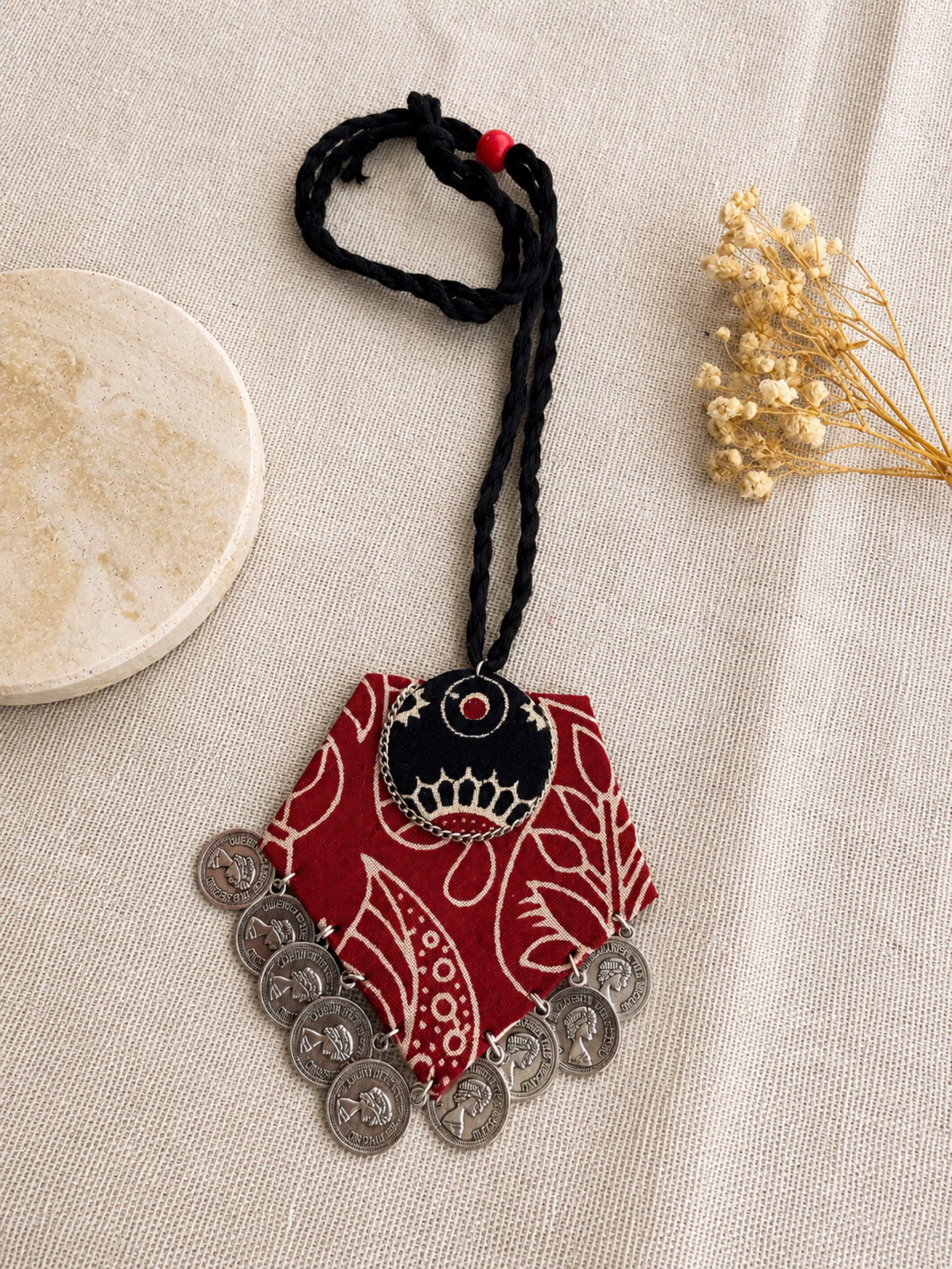 Maroon Paisley with black cord_0