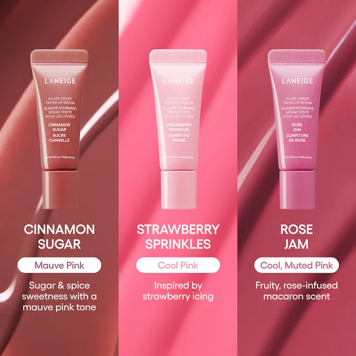 Laneige - Glassy Lip Minis 3 Pc. Glaze Craze Tinted Peptide Lip Serum Gift Set_1