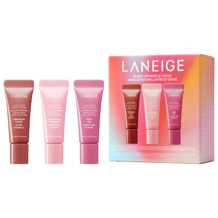 Laneige - Glassy Lip Minis 3 Pc. Glaze Craze Tinted Peptide Lip Serum Gift Set
