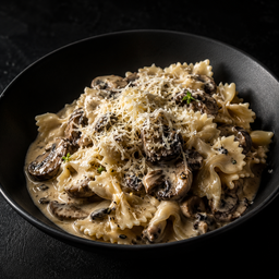 🥦Farfalle con mix de hongos y trufa en salsa de queso