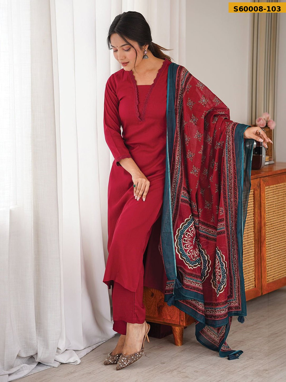 Rayon Kurti Pant Dupatta Set STK_1