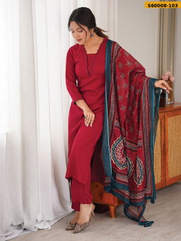 Rayon Kurti Pant Dupatta Set STK