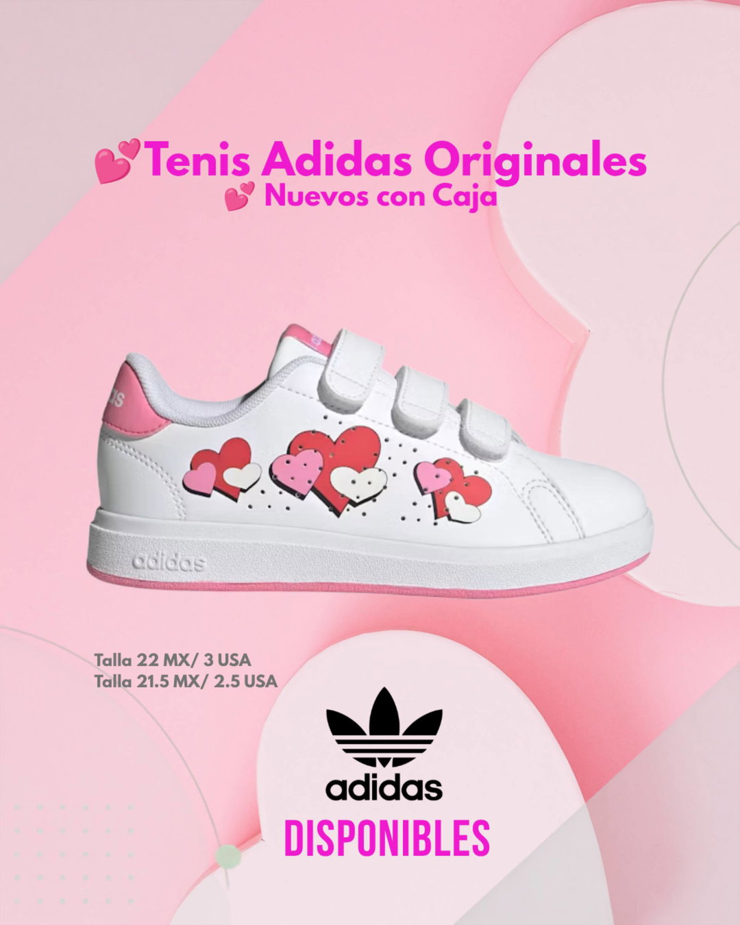 Adidas junior corazón Talla 21.5MX,  2.5 USA