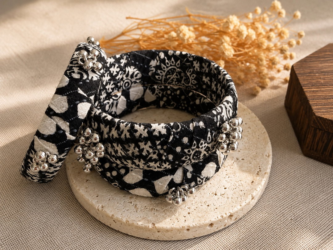 Ajrakh Noir Bangle set of 3