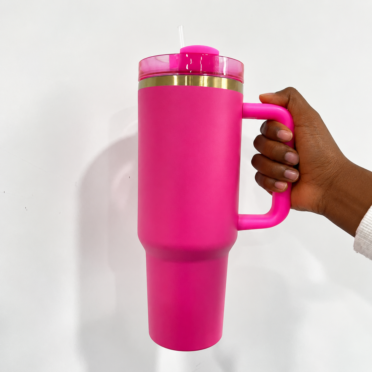 TUMBLER BORDURE DORÉE ROSE FONCÉ _0