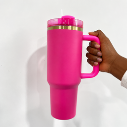 TUMBLER BORDURE DORÉE ROSE FONCÉ 