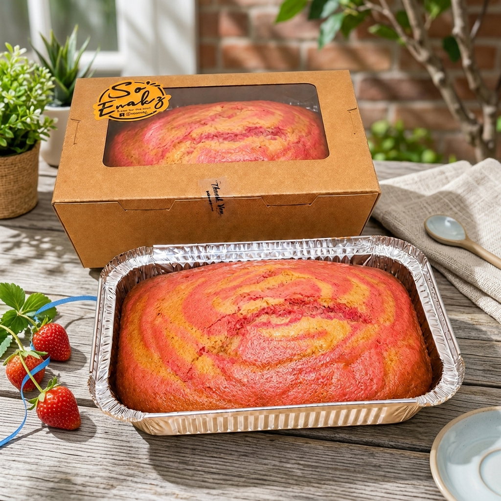 Eggless Strawberry Marble Loaf Cake