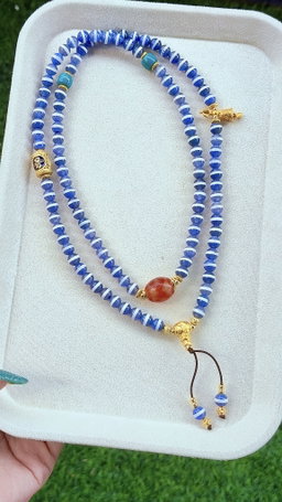 Blue One Line Medicine Dzi108 Mala