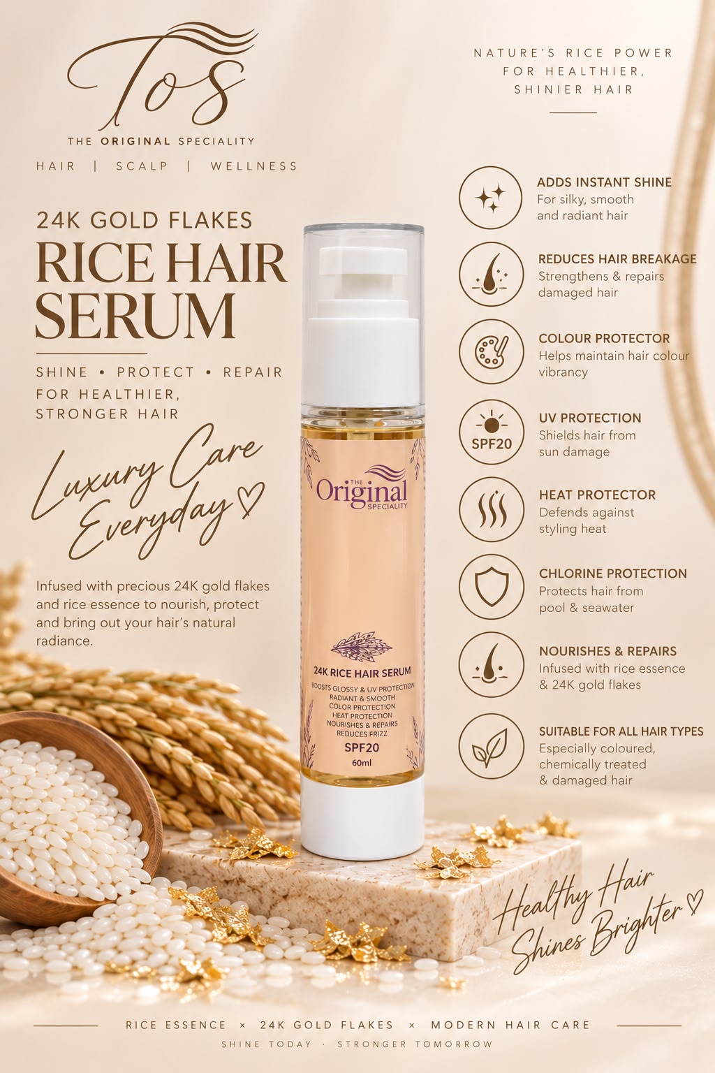 Rice 24K Gold Flakes Hair Serum