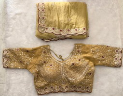 Star georget space silk  Saree with Fully stitched work blouse  GS